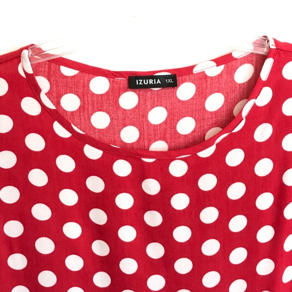 IZURIA Polka Dot Gingham Check Maxi Dress Red and White Women’s Plus Size 1X - Picture 5 of 16